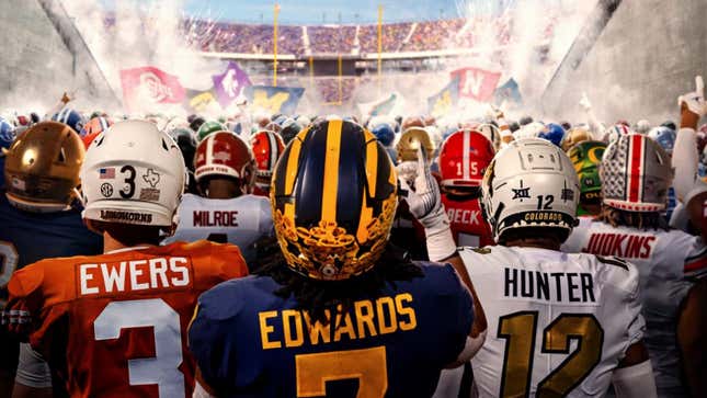 College athletes point to the sky
