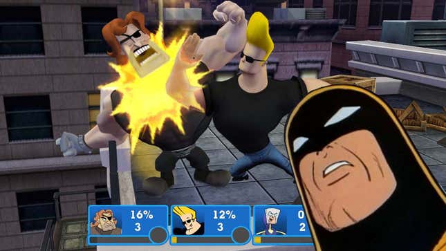 An image shows a screenshot of Punchtime Explosion with Space Ghost lookin at it. 