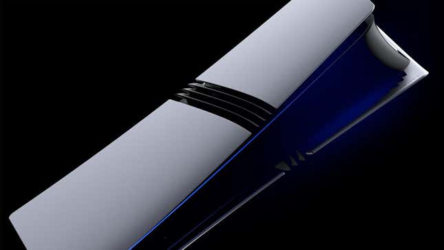 A PS5 Pro floats in the dark