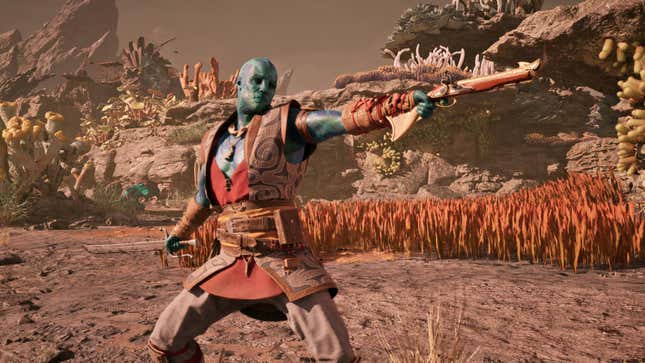 Companion Kai wielding a cutlass and pistol in Avowed.