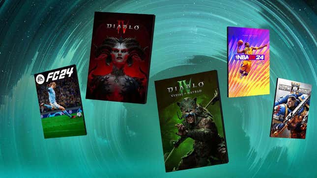 An image shows various games on sale.